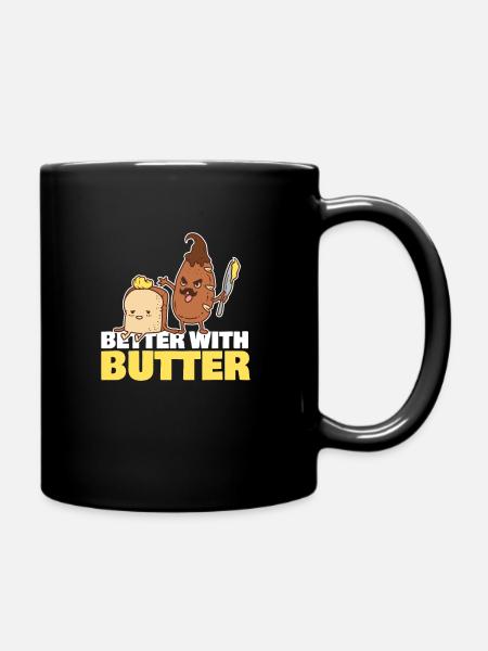 Better With Butter Bread & Pan Cool Mustache Knife - Full Colour Mug - black