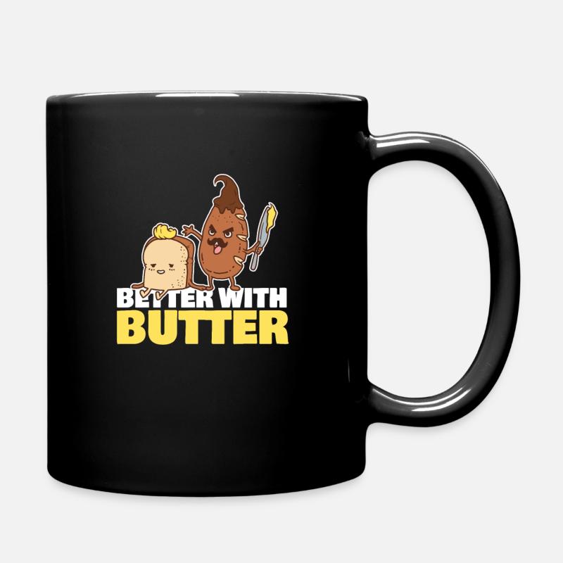 Besser mit Butterbrot & Pan Cool Moustache Knife - Tasse einfarbig - Schwarz