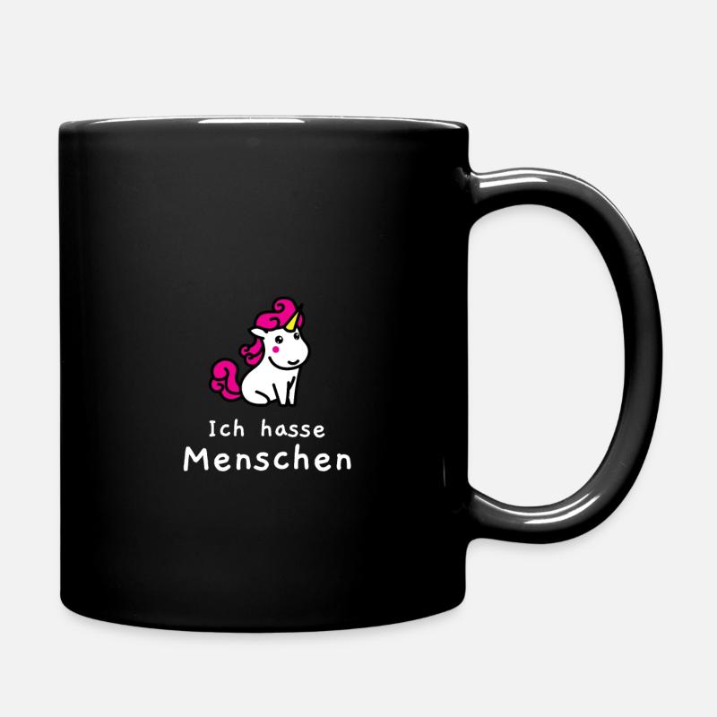 Ich hasse Menschen Einhorn - Tasse einfarbig - Schwarz
