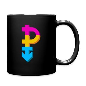 Pansexuality symbol, gender gay lesbian - Full Colour Mug - black - Right