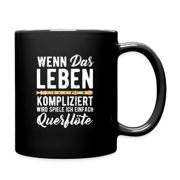 Querflöte - Tasse einfarbig - Schwarz - Rechts