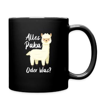 Alpaka Lama Geschenk - Tasse einfarbig - Schwarz - Rechts
