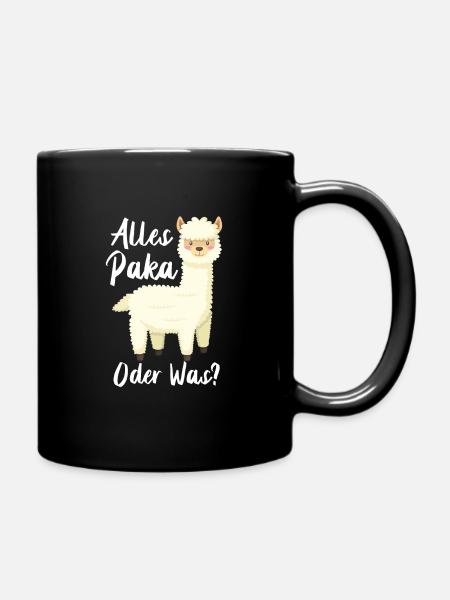 Alpaka Lama Geschenk - Tasse einfarbig - Schwarz