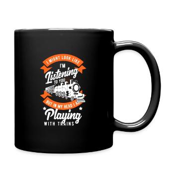 Train trains model railroad railway gift - Full Colour Mug - black - Right