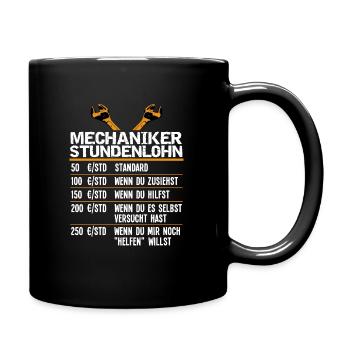 Mechaniker Stundentenlohn - Tasse einfarbig - Schwarz - Rechts
