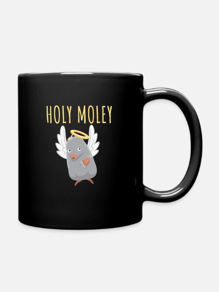 Holy Moly Mole Angel Mole Throw Sweet Small - Full Colour Mug - black