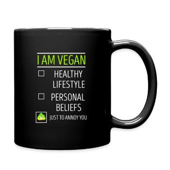 Vegan - Tasse einfarbig - Schwarz - Rechts