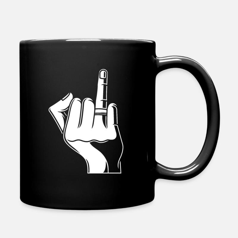 Main avec bague de mariage, doigt d'anneau de mariage engagé - Mug uni - noir