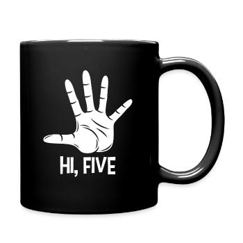 Hi five, high five hand gesture 5 five gift - Full Colour Mug - black - Right