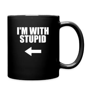 Dans la flèche avec stupid gauche des phrases drôles stupides - Mug uni - noir - Droite