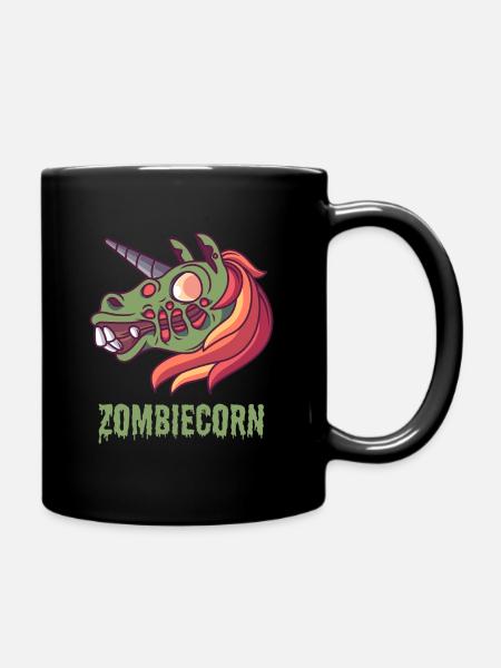 Zombiecorn, unicorn zombie halloween - Full Colour Mug - black