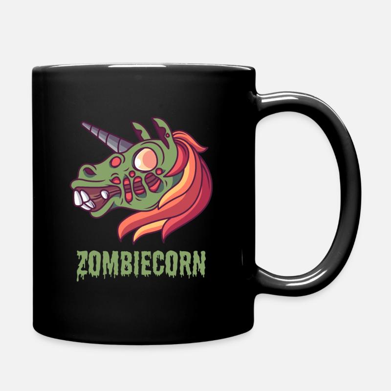 Zombiecorn, unicorn zombie halloween - Full Colour Mug - black