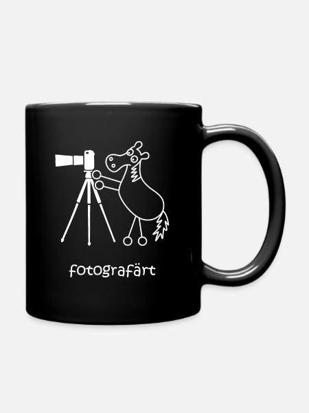 fotografärt, färt, Pferd fotografiert, Kamera - Tasse einfarbig - Schwarz