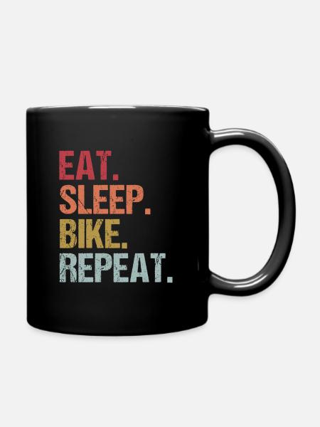 Eat Sleep Bike Repeat Fahrradfahrer Geschenkidee - Tasse einfarbig - Schwarz