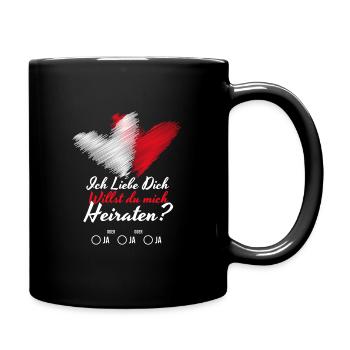 Willst du mich Heiraten Hochzeit Antrag - Tasse einfarbig - Schwarz - Rechts