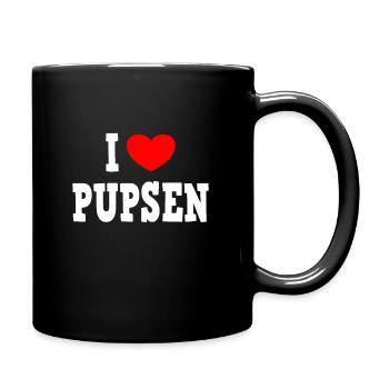 I LOVE PUPSEN - Pups Furz Blähungen - Tasse einfarbig - Schwarz - Rechts