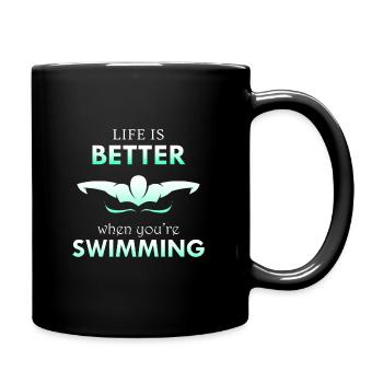 Schwimmen Schwimmen Schwimmer Geschenk - Tasse einfarbig - Schwarz - Rechts
