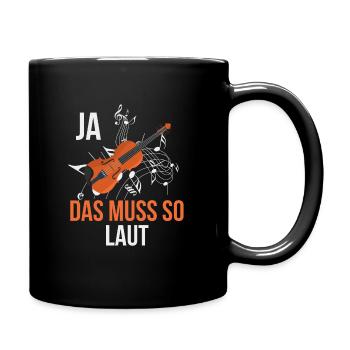 Geige Geiger Geschenk - Tasse einfarbig - Schwarz - Rechts