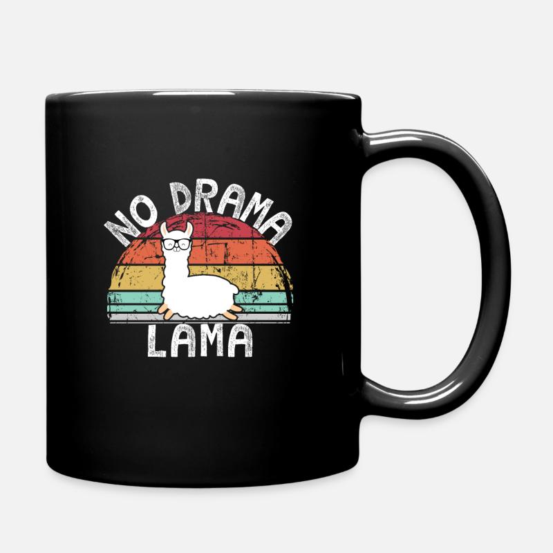 No Drama Lama Retro Vintage Alpaka Style - Mug uni - noir