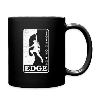 Living On The Edge, climbing bouldering gift - Full Colour Mug - black - Right