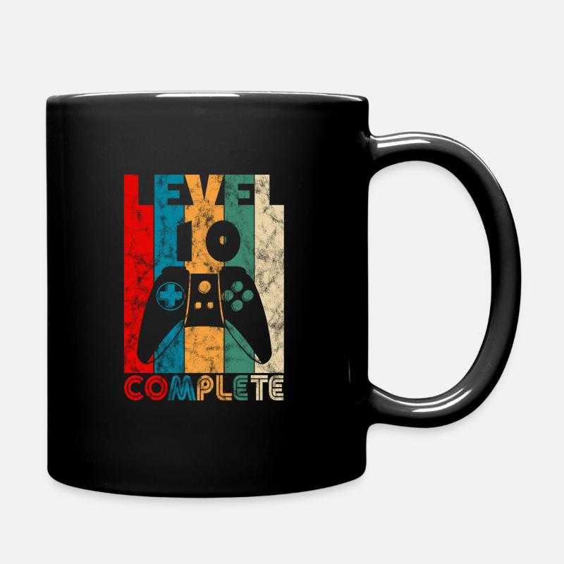 10th birthday - level 10 complete - Full Colour Mug - black