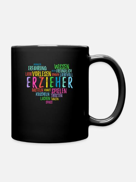 Kindergärtner Erzieher Herz Geschenk - Tasse einfarbig - Schwarz