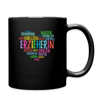 Kindergärtnerin Erzieherin Herz Geschenk - Tasse einfarbig - Schwarz - Rechts