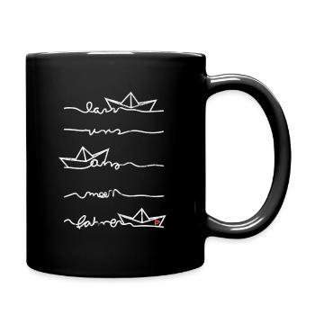 Papierschiff Meer Papierboot Papierschiffchen - Tasse einfarbig - Schwarz - Rechts