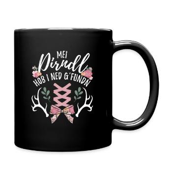 lustiges Dirndl Kostüm Design bayrischen Spruch - Tasse einfarbig - Schwarz - Rechts