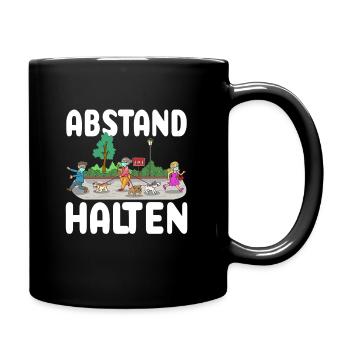Abstand Halten Oma Hunde Gassi Sicherheitsabstand - Tasse einfarbig - Schwarz - Rechts