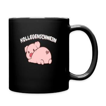 Kollegenschwein Büro Arbeitskollegen - Tasse einfarbig - Schwarz - Rechts