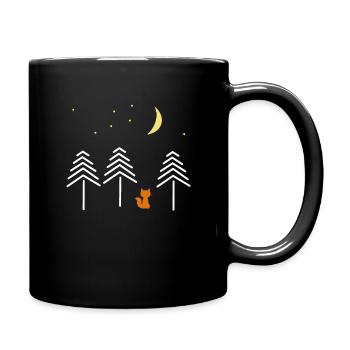 fox night forest moon - Full Colour Mug - black - Right