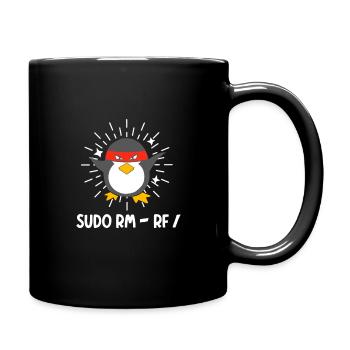 Tux Linux Pinguin Sudo Rm Rf Computerfreak Hacker - Tasse einfarbig - Schwarz - Rechts