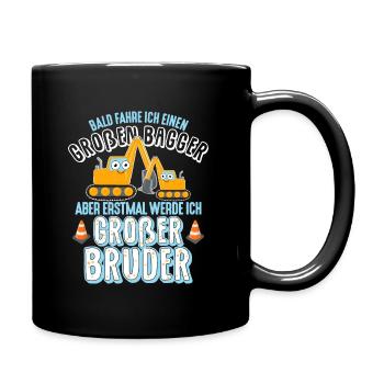 Großer Bruder 2021 Bagger Schwangerschaft Kind - Tasse einfarbig - Schwarz - Rechts