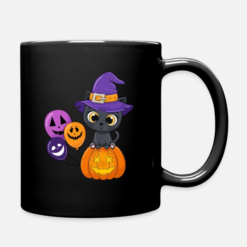 Süße Katze Halloween - Tasse einfarbig - Schwarz