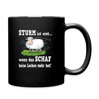 Schafe für einen Ostsee und Nordsee Urlauber - Tasse einfarbig - Schwarz - Rechts