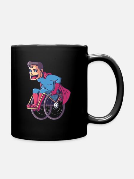 Super-héros en fauteuil roulant, héros - Mug uni - noir