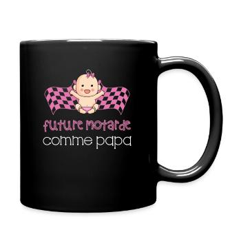 Future motarde comme papa drapeau rose bébé fille - Mug uni - noir - Droite