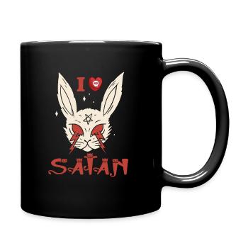 Satan loves me Hail Satan Devil 666 Saying - Full Colour Mug - black - Right