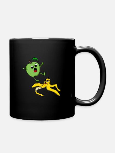 Apfel und Banane, obst essen vegan geschenk - Tasse einfarbig - Schwarz