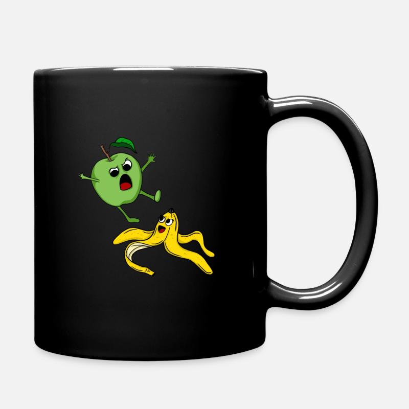 Apfel und Banane, obst essen vegan geschenk - Tasse einfarbig - Schwarz