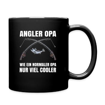 Angler Geschenk - Opa Fisch - Tasse einfarbig - Schwarz - Rechts
