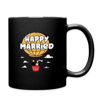 Heureux tour d'amour en montgolfière marié - Mug uni - noir - Droite