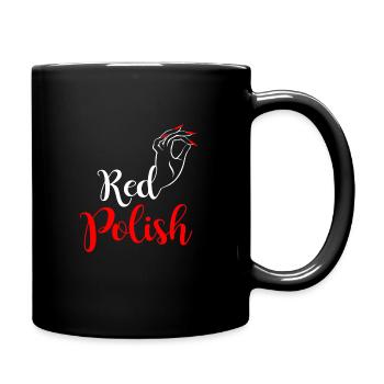 Red Polish Fingernails Manicure Nail Art - Full Colour Mug - black - Right