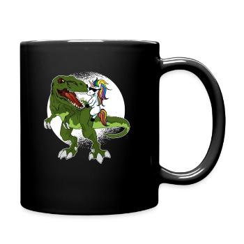 Dino Tyrannosaurus Rex with unicorn unicorn - Full Colour Mug - black - Right