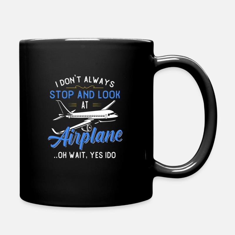 Aviator airplane flying runway gift - Full Colour Mug - black
