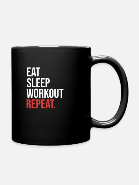 Eat Sleep Workout Repeat Funny Gym Gift Exercise W - Full Colour Mug - black