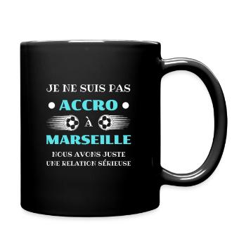 t shirt accro marseille foot humour marseillais - Mug uni - noir - Droite