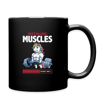 Installing Muscles cool licorne avec barre d’haltère - Mug uni - noir - Droite