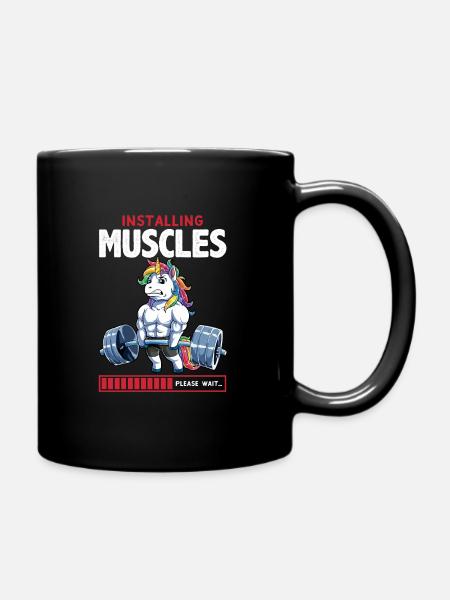 Installing Muscles cooles Einhorn mit Hantelstange - Tasse einfarbig - Schwarz
